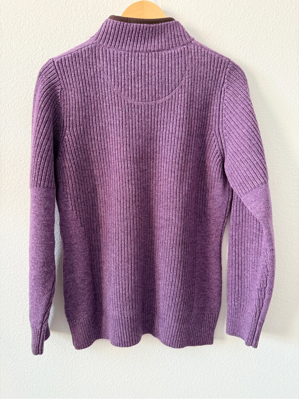 L.L. Bean Vintage Merino Wool Women's Zip-Neck Sweater Ribbed Purple Small - Picture 4 of 11